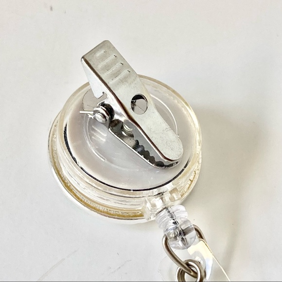 Crystal Enamel Music ID Work Badge Holder Retractable Reel Lanyard Silver Black - Picture 6 of 8